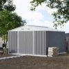 patiowell-10x10-large-storage-metal-shed-cool-gray-scene-1 Patiowell 10x10 Metal Storage Shed with Weather-Resistance, Gray