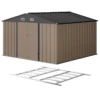 Patiowell 10x10 Metal Storage Shed with Floor Frame, Brown
