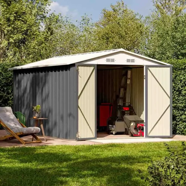 Patiowell 8x12 Metal Storage Shed, Gray