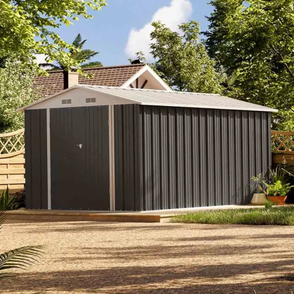 Patiowell 8x12 Metal Storage Shed, Gray